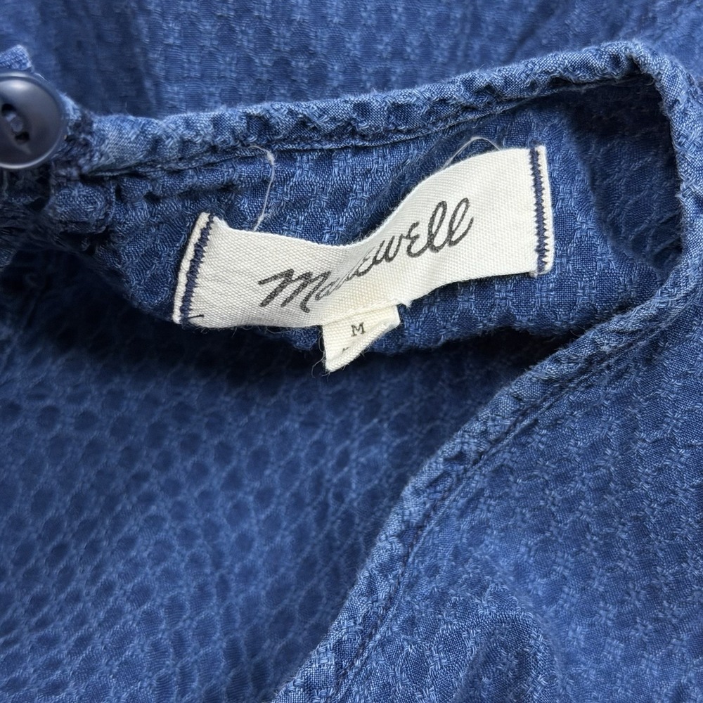 Madewell Women's Indigo Ruffled-Bodice Tiered Midi Dress Sz M Cottage-Core - Picture 7 of 9
